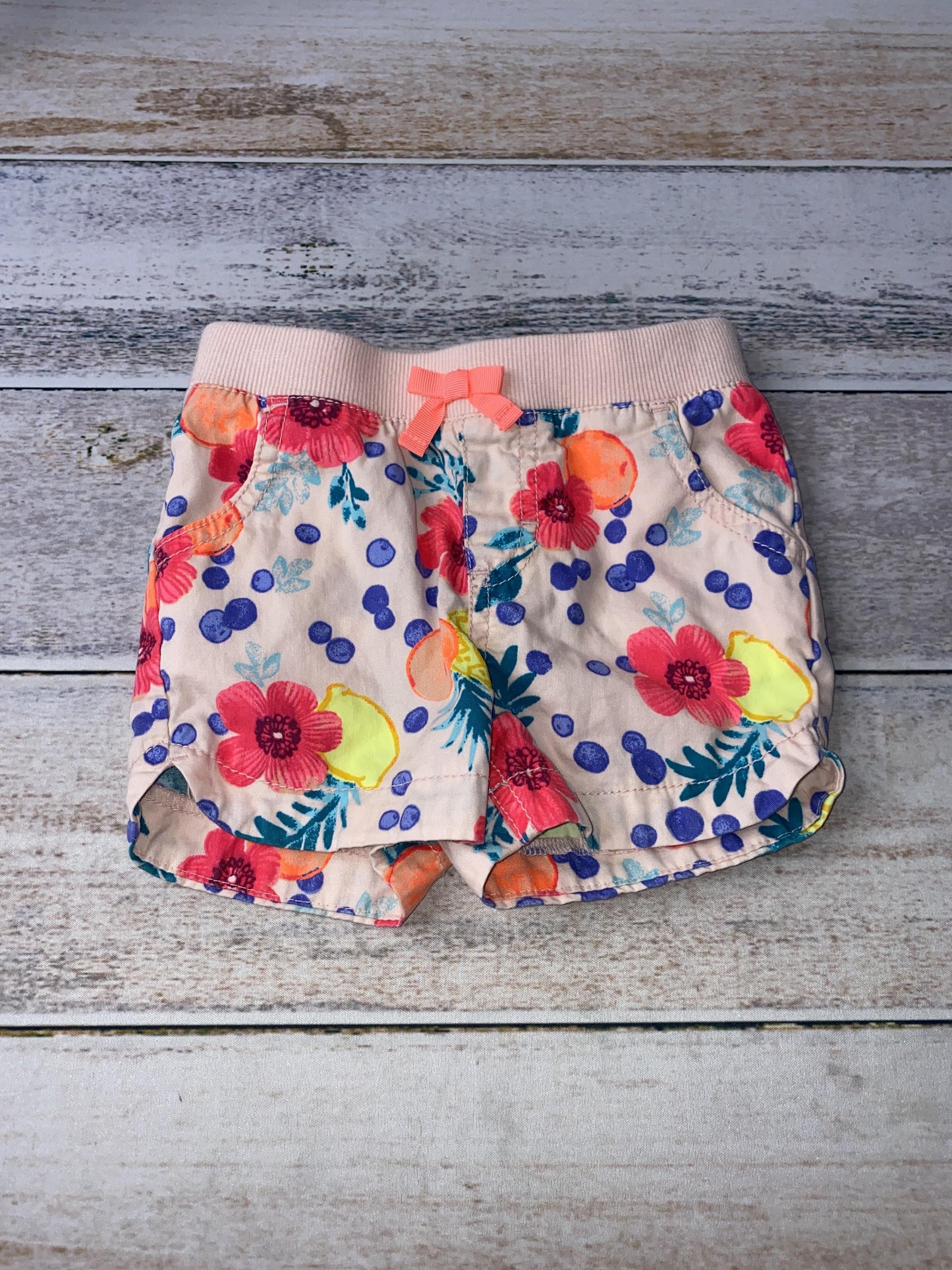 Girls Flowers | pink | Coral Shorts Size: 18 months Flowers | pink | Coral
