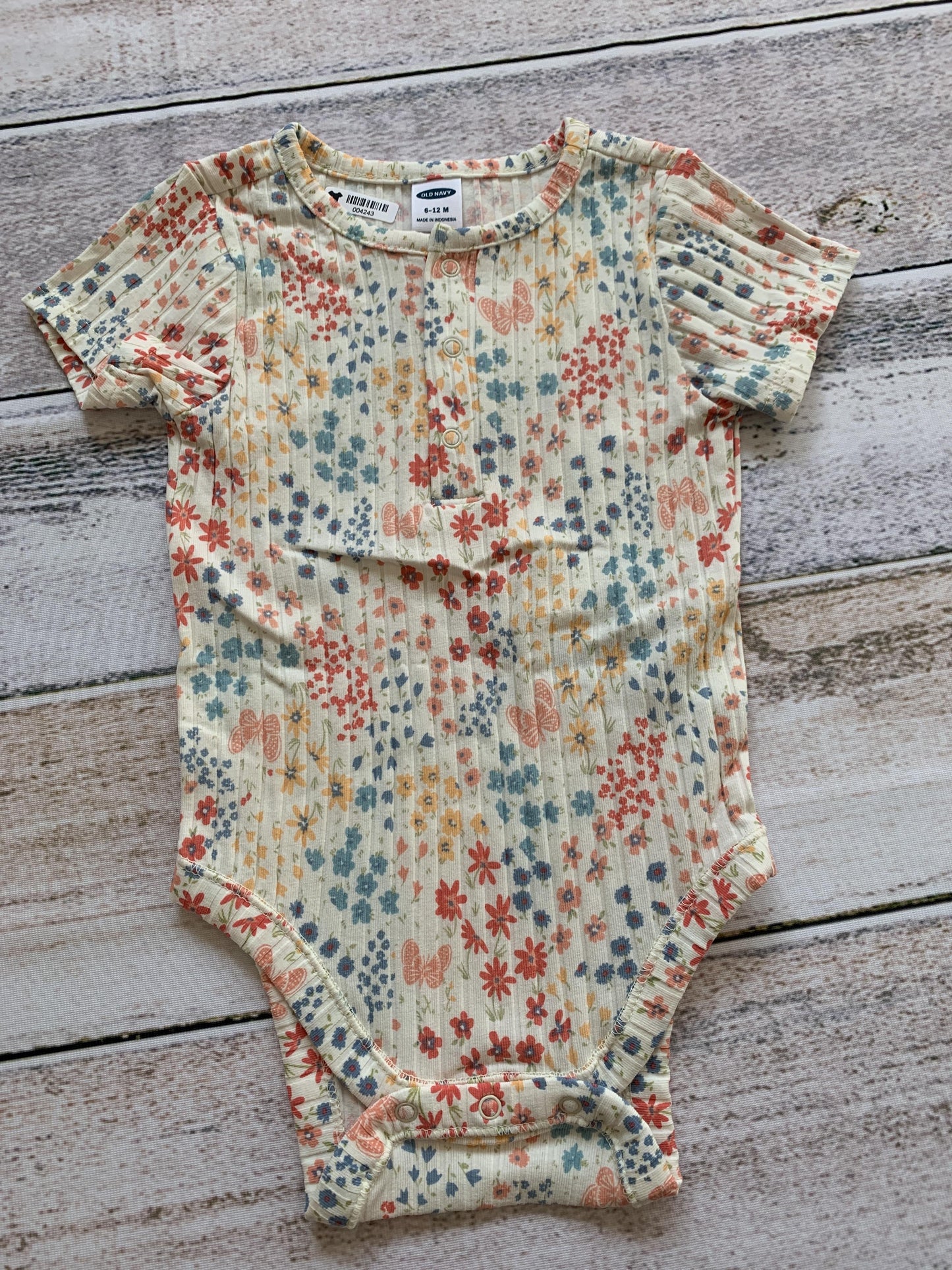 Old Navy Girls Flowers Onesie Size: 6-12 months Flowers
