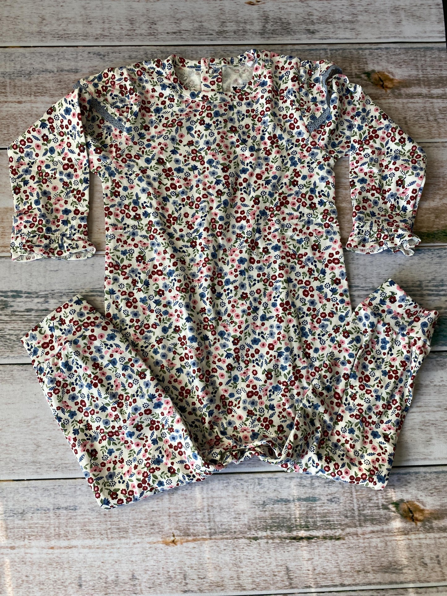 Oliver & Rain Girls Flowers Long Sleeve Outfit Size: 18 months Flowers