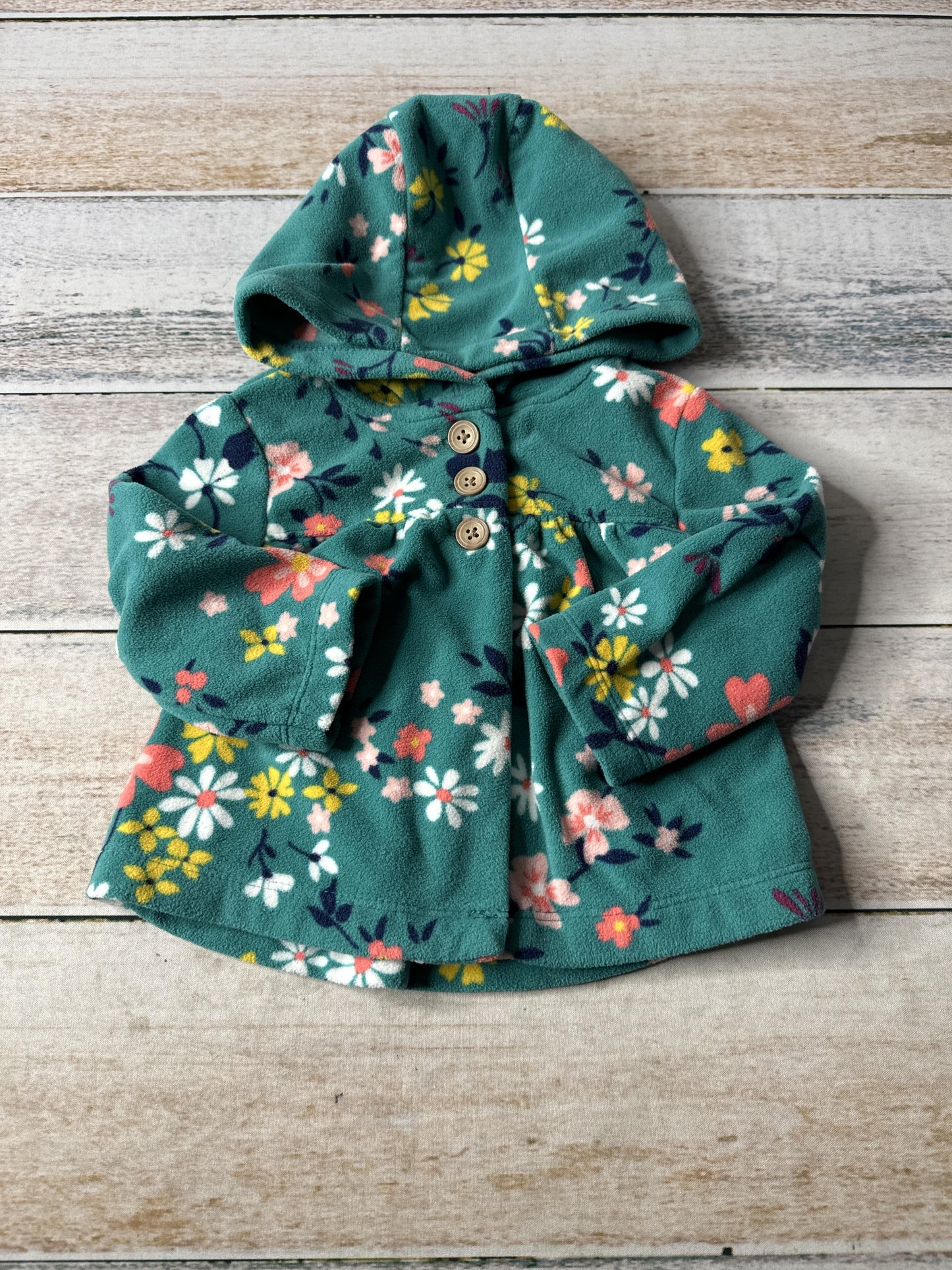 Carters Girls Forest Green | Pink floral Hoodie Size: 6 months Forest Green | Pink floral