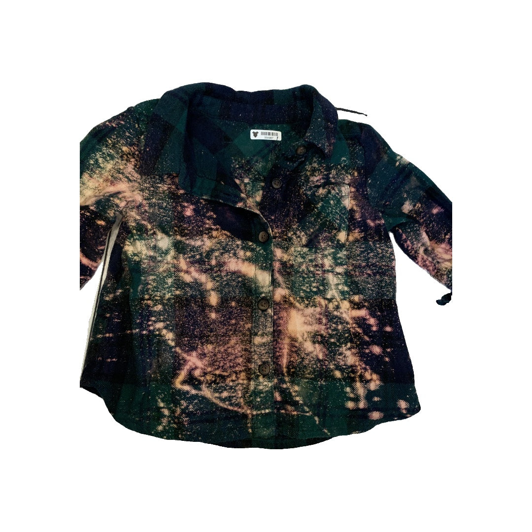 Lemon Aid Unisex Forest Green | plaid | Tie Dye Button Down Short Sleeve Size: 18 months Forest Green | plaid | Tie Dye