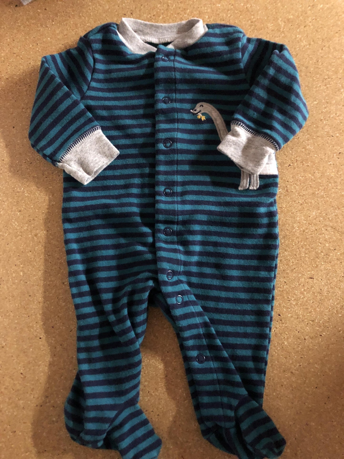 Carters Boys Forest Green | Striped | Navy Blue Pajamas Size: 3 months Forest Green | Striped | Navy Blue