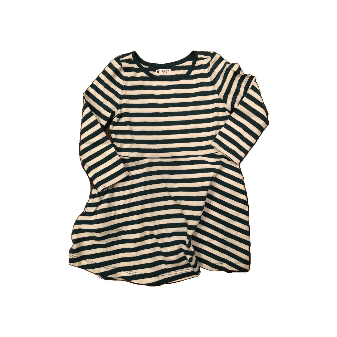 Primary Girls Forest Green | White | Striped Dress Size: 2 years Forest Green | White | Striped
