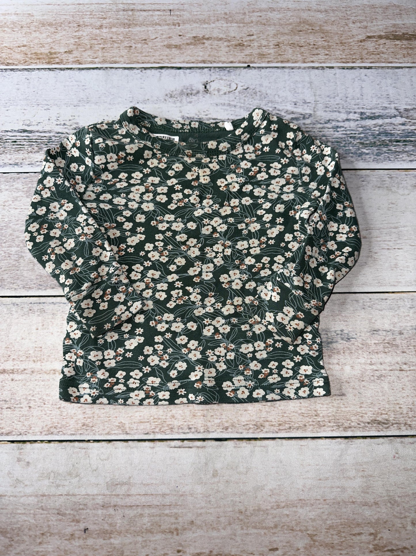 Oliver & Rain Girls Forest Green | White Pajamas Size: 12 months Forest Green | White