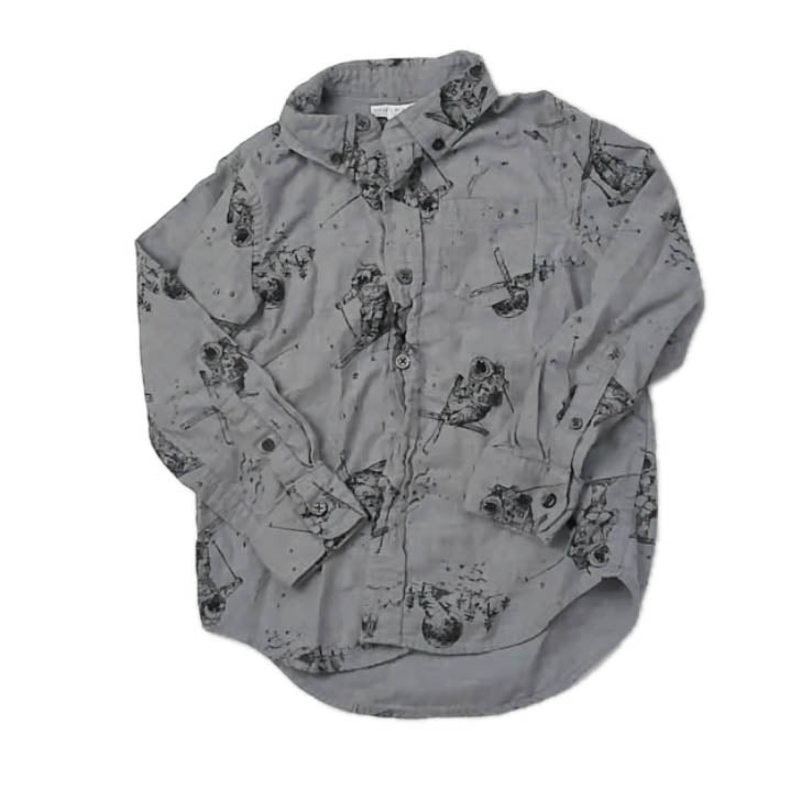 Rockets Of Awesome Boys Gray Astronauts Button Down Long Sleeve Size: 6-7 Years Gray Astronauts