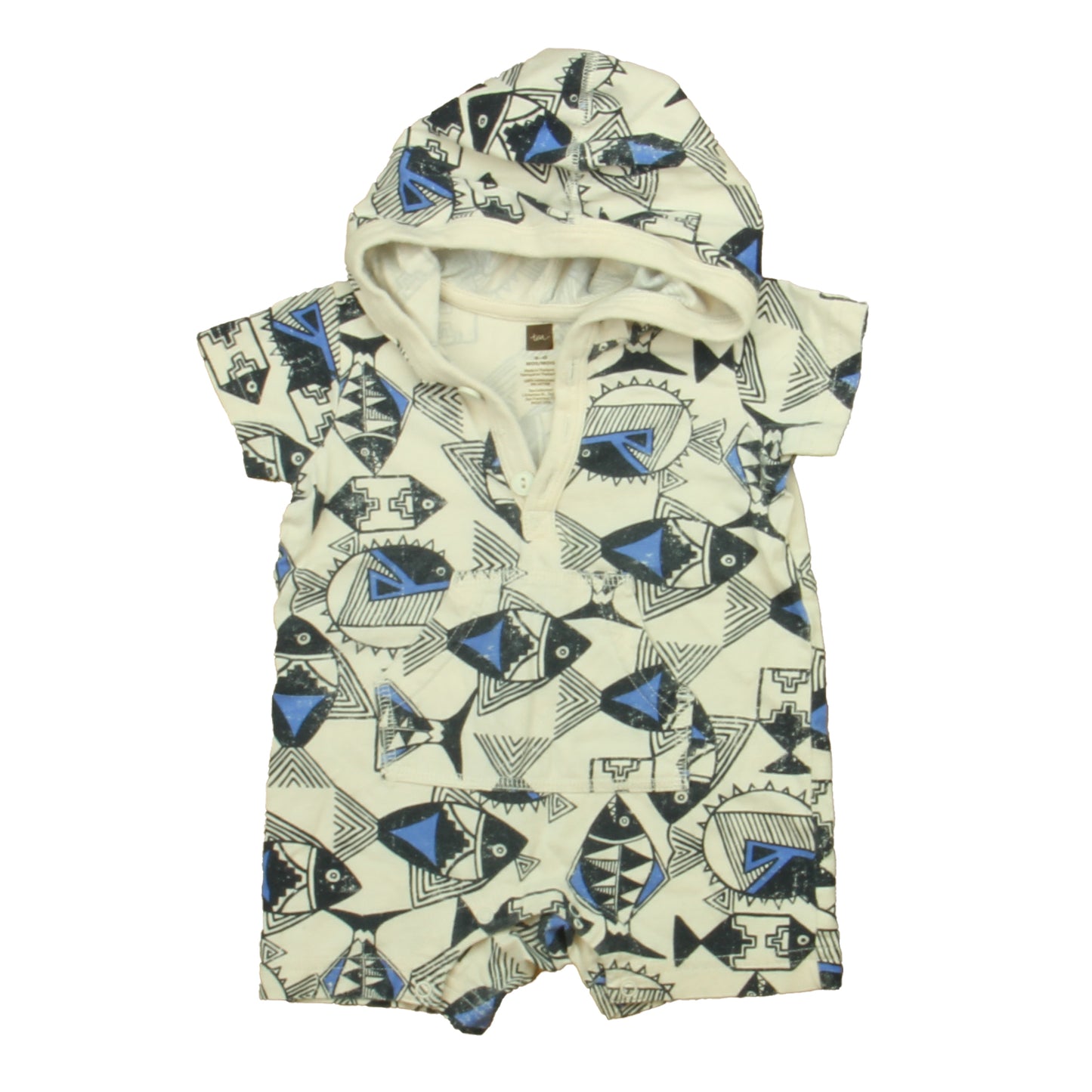 Tea Boys Gray | Black Fish Romper Size: 3-6 Months Gray | Black Fish