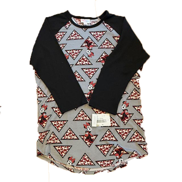 Lularoe Girls Gray | Black Pizza Minnie Long Sleeve Shirt Size: Junior XS Gray | Black Pizza Minnie
