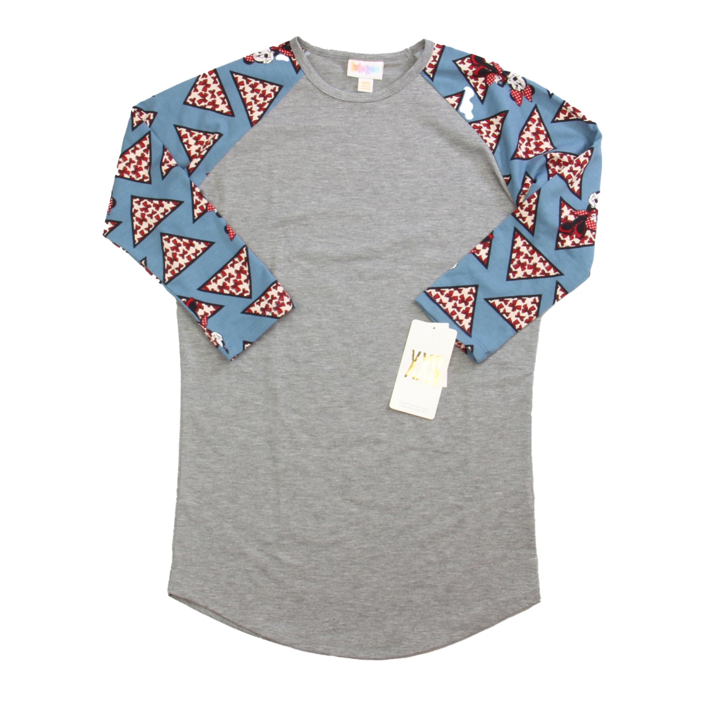 Lula roe Girls Gray | Blue | Minnie Long Sleeve T-Shirt Size: Junior XXS Gray | Blue | Minnie