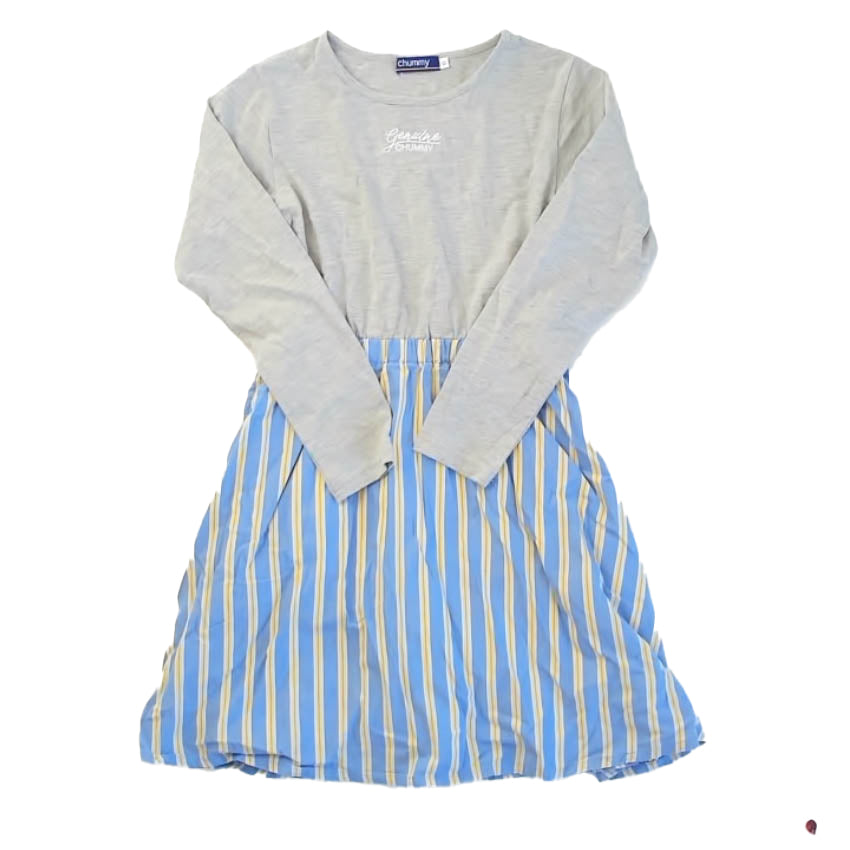 Chummy Girls Gray | Blue Stripe Dress Size: 8 Years Gray | Blue Stripe