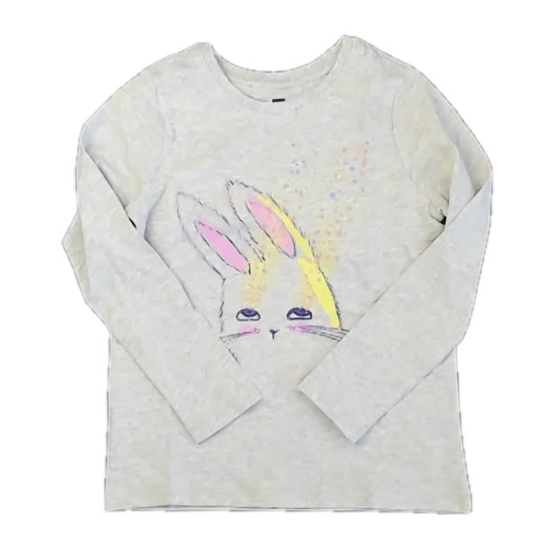 Tea Collection Girls Gray Bunny Long Sleeve T-Shirt Size: 6 Years Gray Bunny