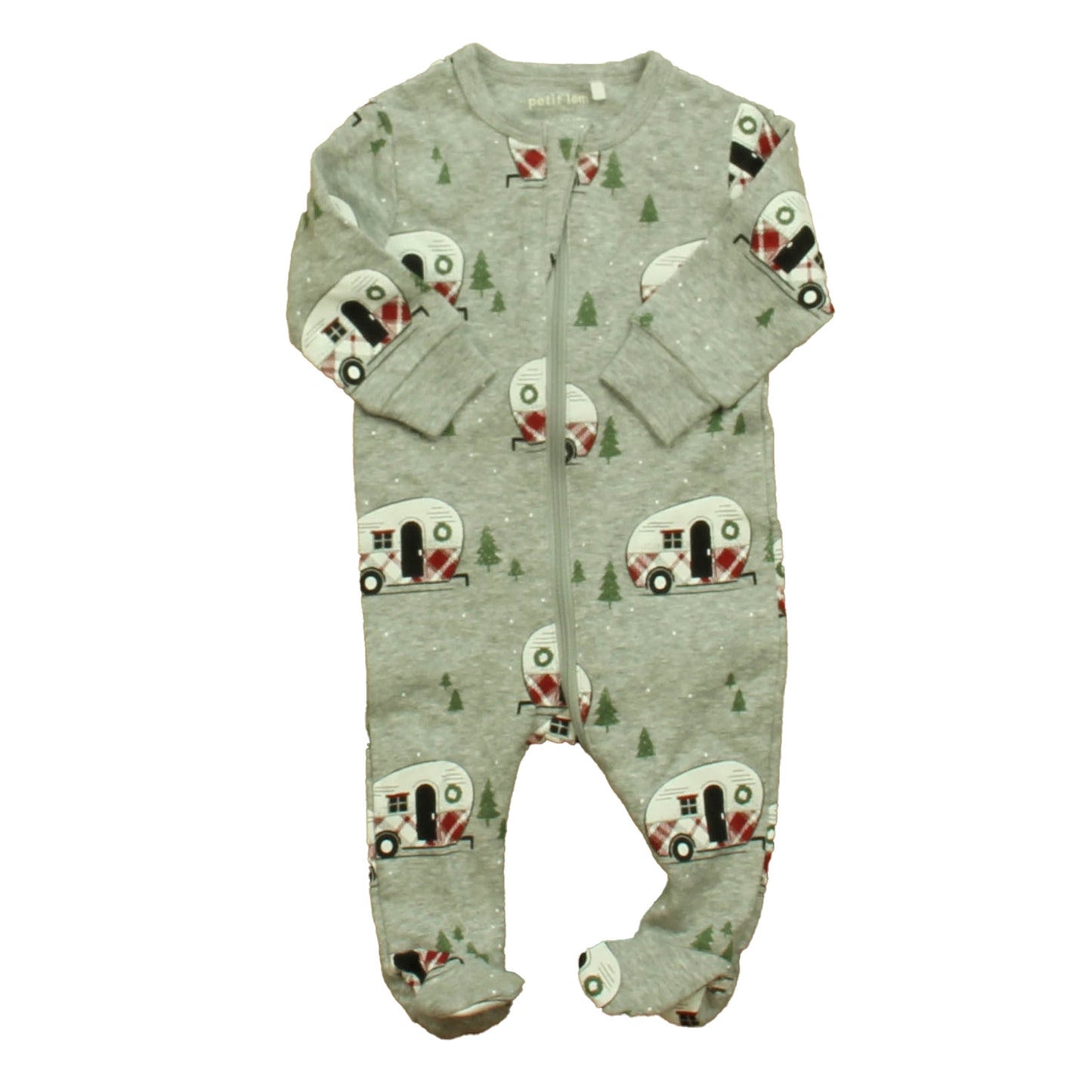 Petit Lem Boys Gray Christmas 1-piece footed Pajamas Size: Newborn Gray Christmas