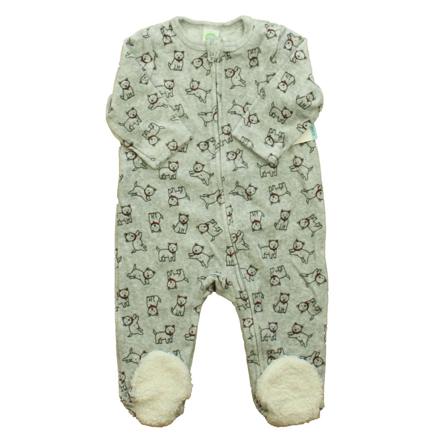 Little Me Boys Gray Dogs 1-piece footed Pajamas Size: 6 Months Gray Dogs