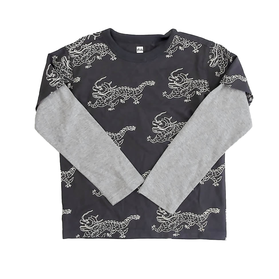 Tea Collection Boys Gray Dragon Long Sleeve T-Shirt Size: 5T Gray Dragon