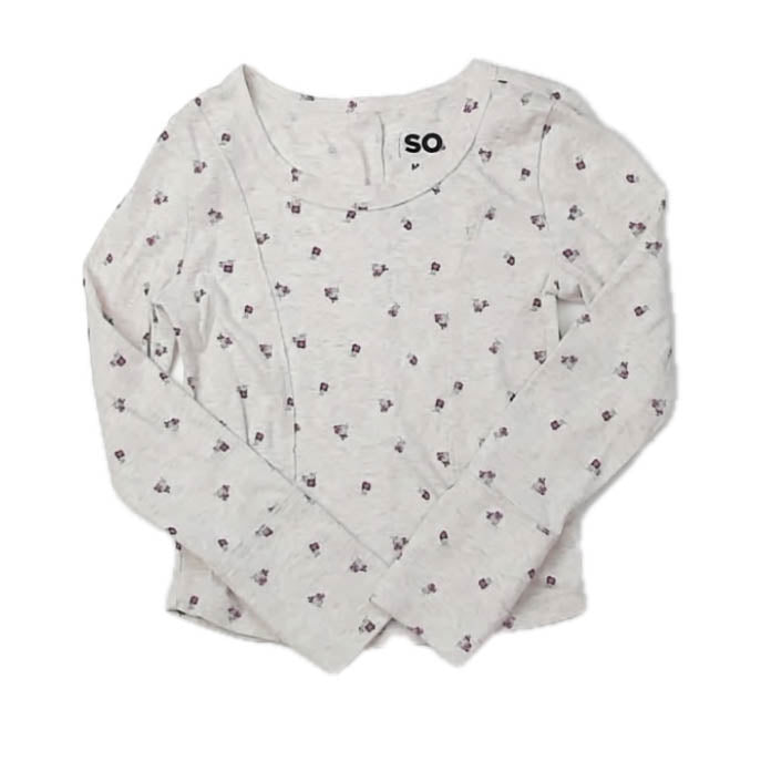 SO Girls Gray Floral Long Sleeve T-Shirt Size: 8 Years Gray Floral