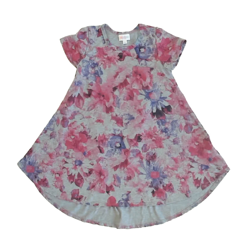 Lularoe Girls Gray Floral Dress Size: 6 Years Gray Floral