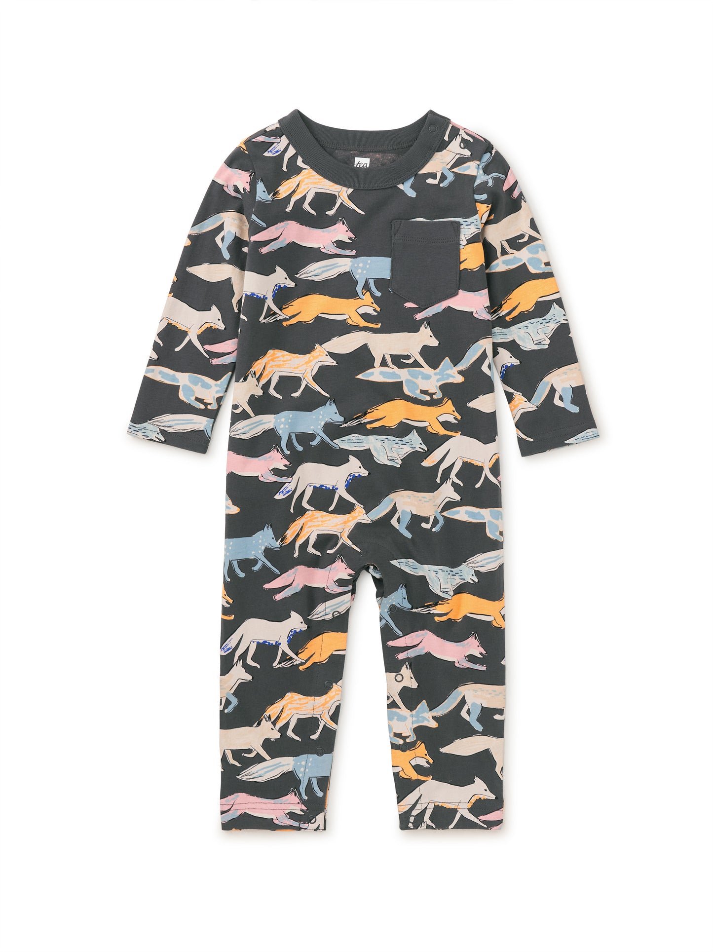 Tea Collection Boys Gray Foxes Romper Size: 0-3 Months Gray Foxes