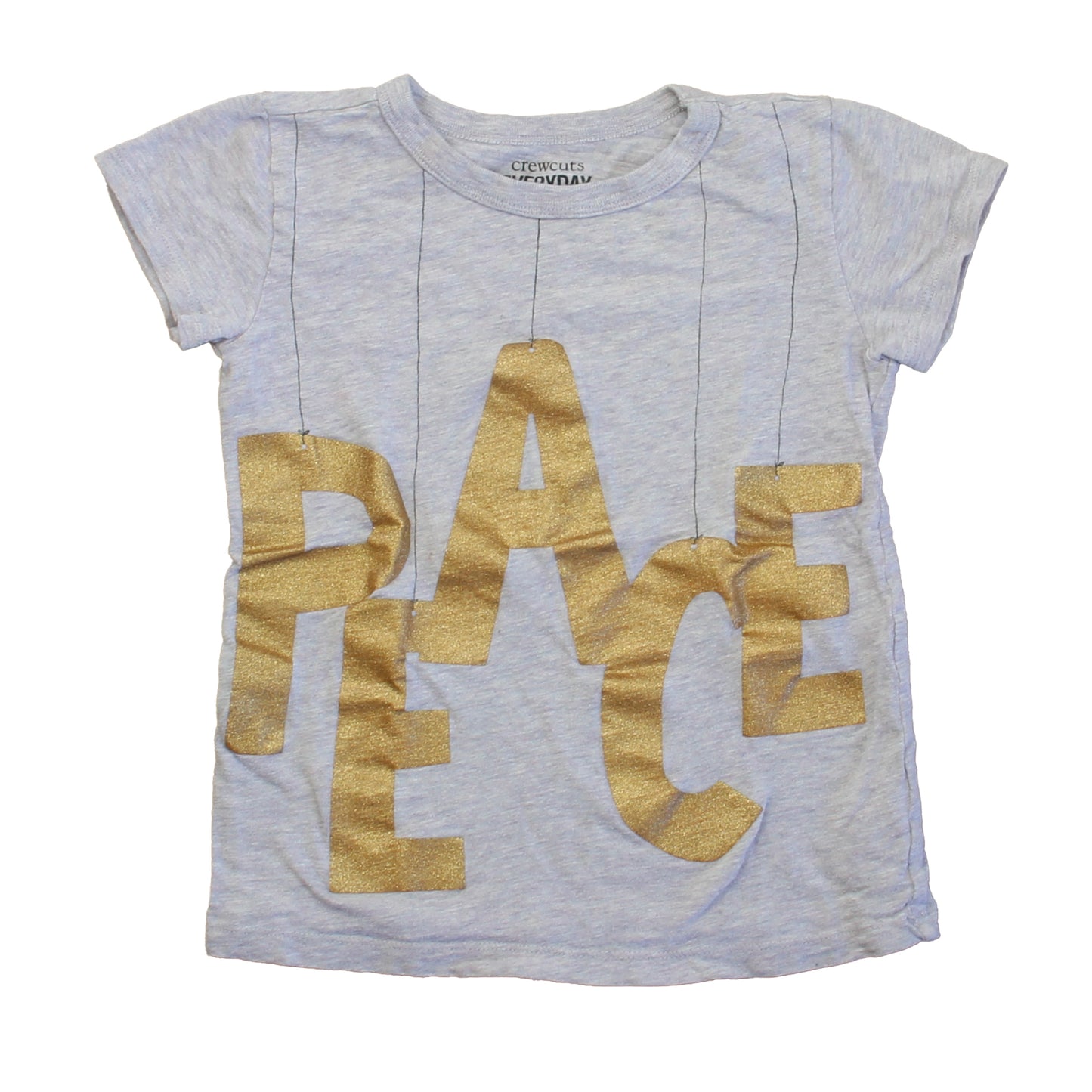 Crewcuts Girls Gray | Gold T-Shirt Size: 6-7 Years