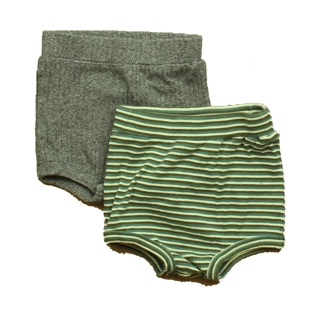 Kate Quinn Organics Boys Gray | Green Stripe Shorts Size: 12-18 Months Gray | Green Stripe