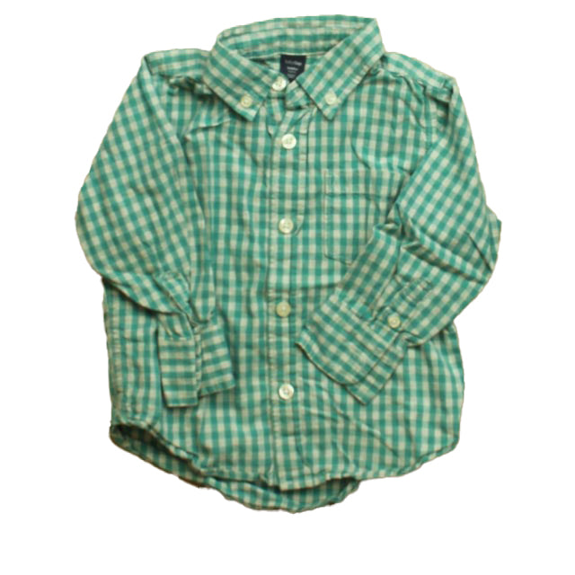 Gap Boys Gray | Green Button Down Long Sleeve Size: 2T Gray | Green