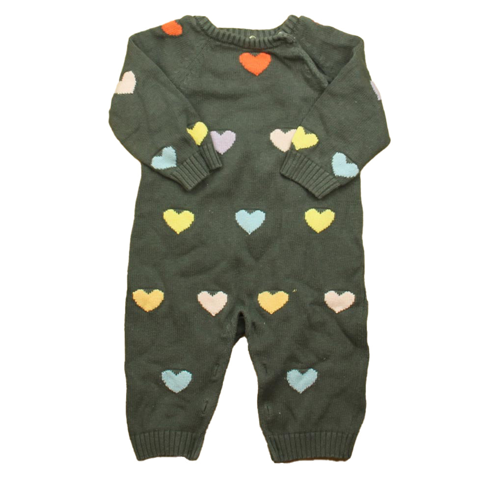 Monica + Andy Girls Gray Hearts Long Sleeve Outfit Size: 9-12 Months