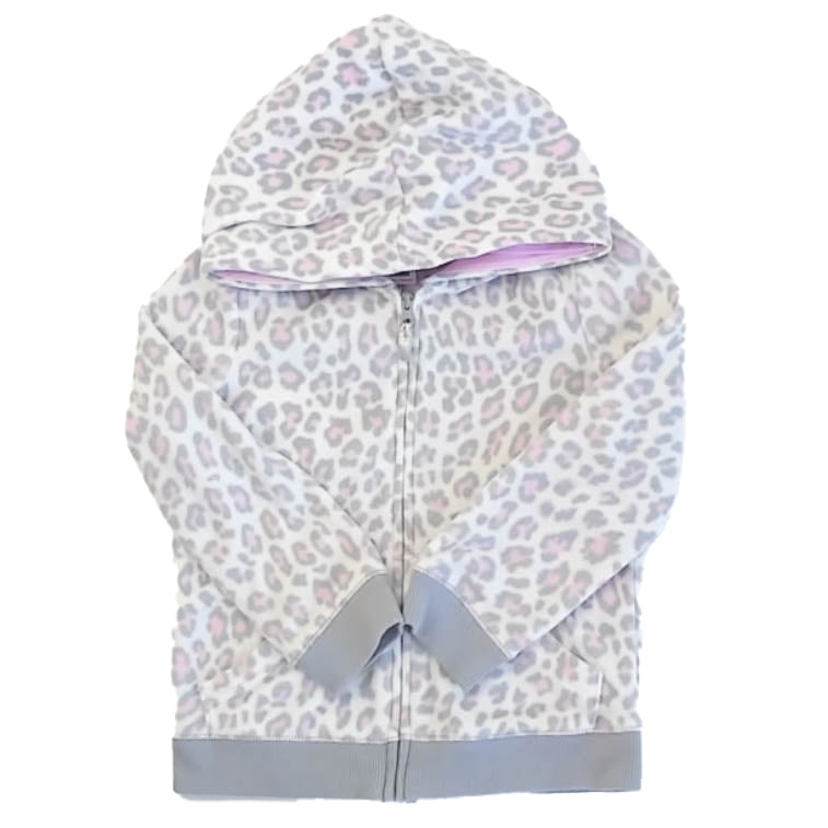 Carter's Girls Gray Leopard Hoodie Size: 4T Gray Leopard