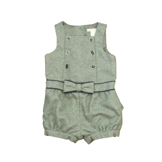 Janie and Jack Girls Gray | Navy Romper Size: 6-12 Months Gray | Navy