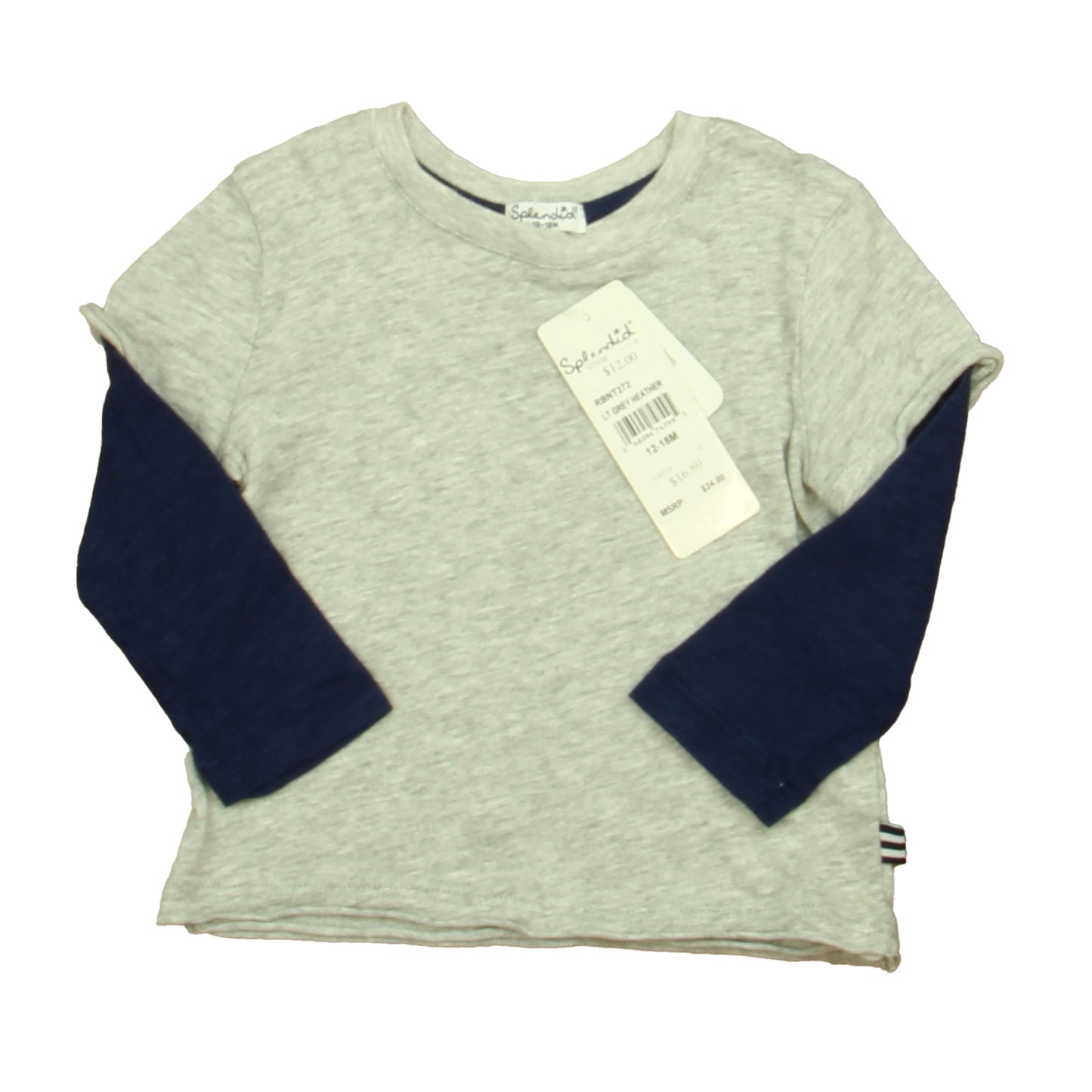 Splendid Boys Gray | Navy Long Sleeve T-Shirt Size: 12 - 18 Months Gray | Navy