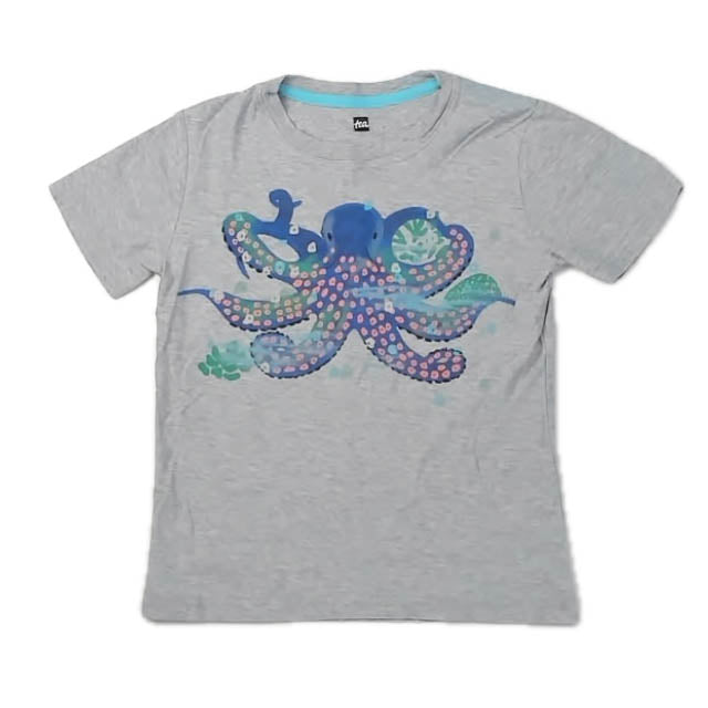 Tea Collection Boys Gray Octopus T-Shirt Size: 7 Years Gray Octopus