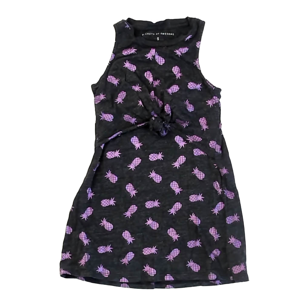 Rockets of Awesome Girls Gray Pineapples Dress Size: 5T Gray Pineapples