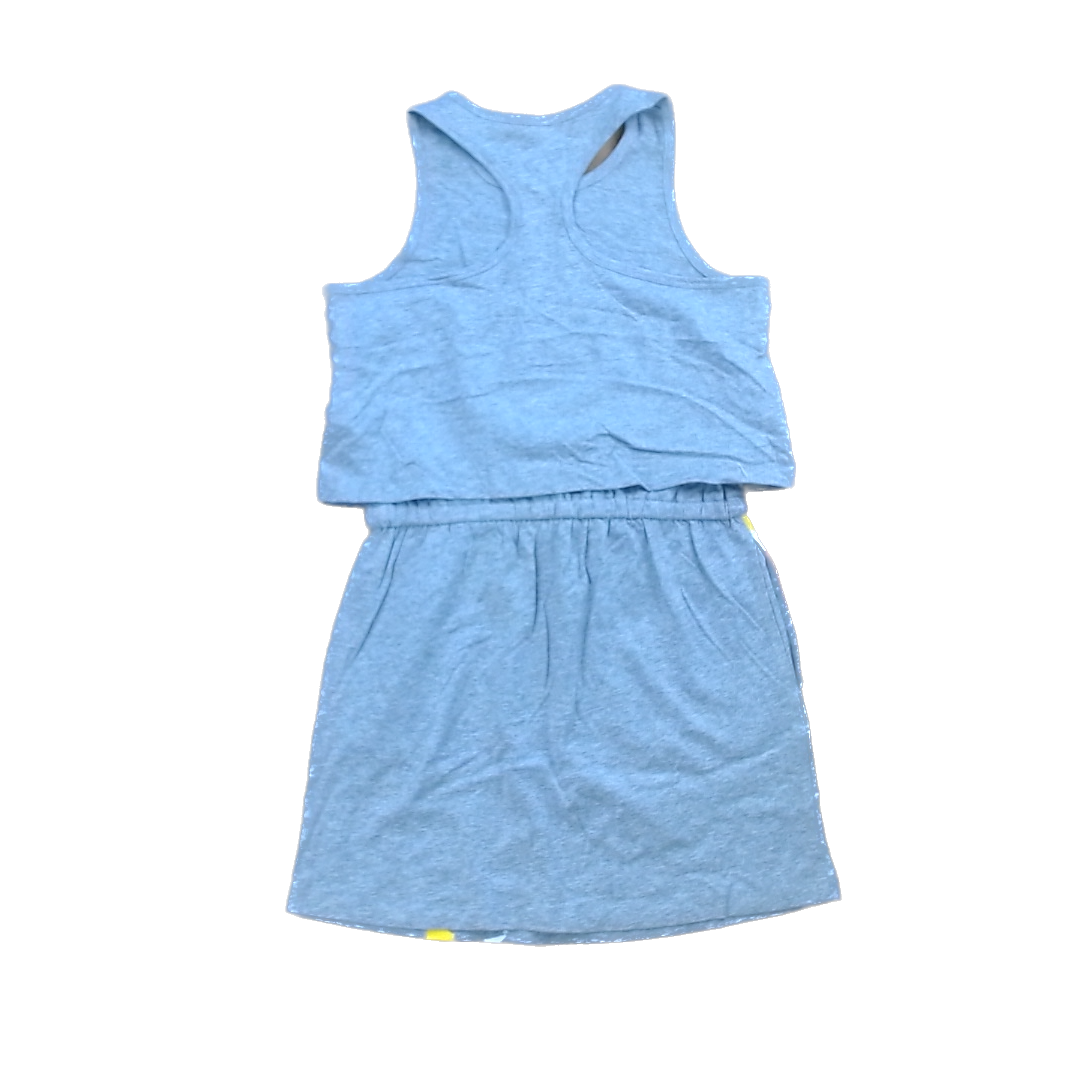 Rockets Of Awesome Girls Gray | Pink Yellow Orange Leg Stripe | Two Tiered Dress Size: 10 Years Gray | Pink Yellow Orange Leg Stripe | Two Tiered