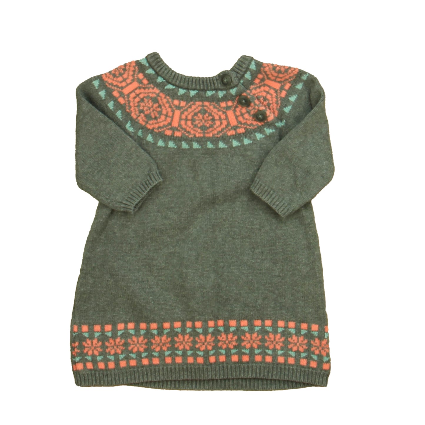 Tea Girls Gray | Pink Sweater Dress Size: 6-9 Months Gray | Pink