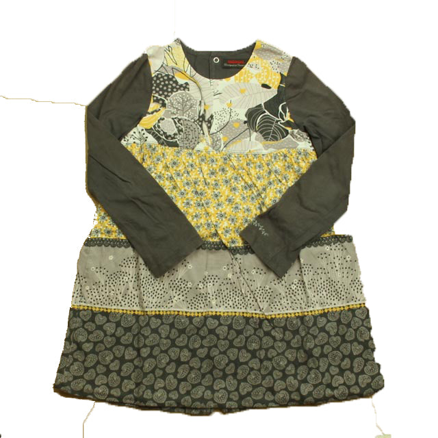 Catimini Girls Gray | Yellow Dress Size: 5T Gray | Yellow