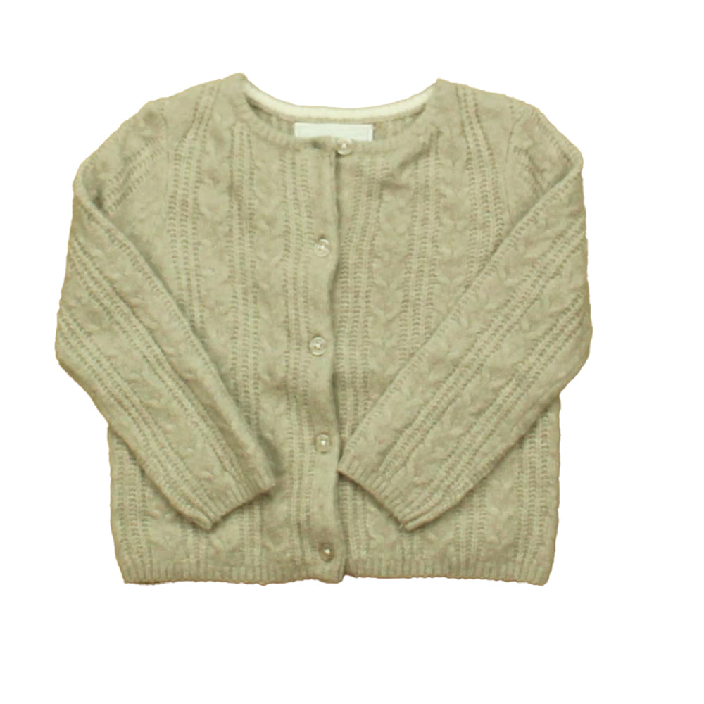 The Little White Company Girls Gray | Pink Cardigan Size: 9-12 Months