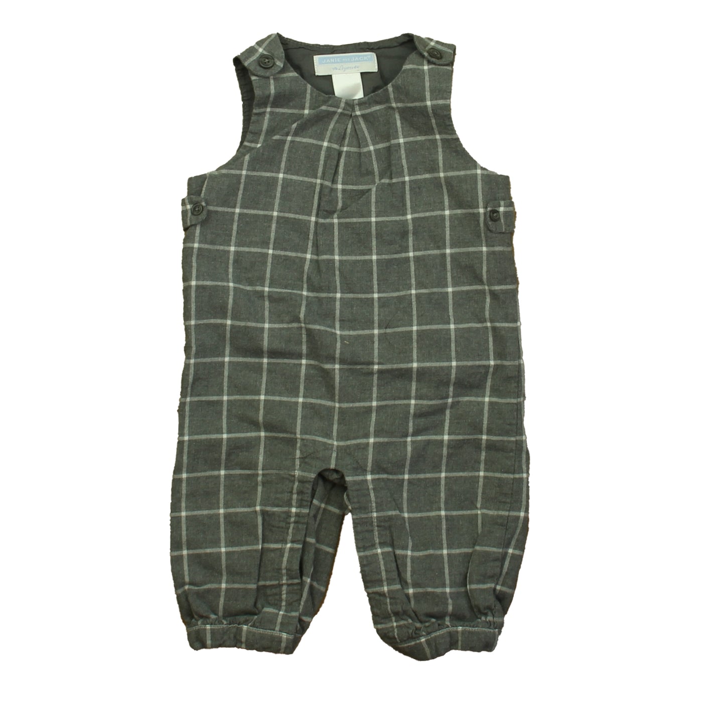Janie and Jack Boys Gray Plaid Romper Size: 3-6 Months Gray Plaid