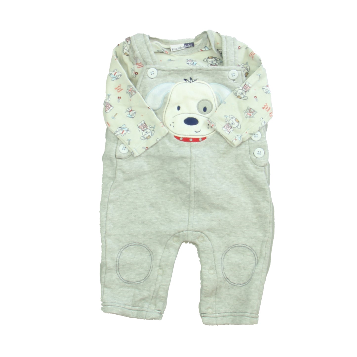 Vitamins Baby Boys Gray Puppy Overalls Size: 3 Months Gray Puppy