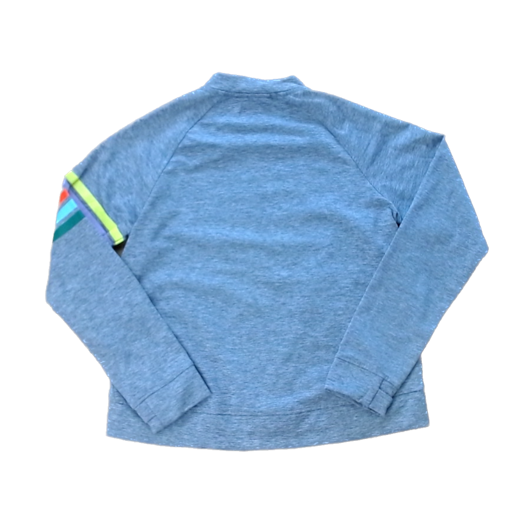 Rockets Of Awesome Girls Gray | Rainbow Arm Stripes Sweater Size: 5T - 10 Years Gray | Rainbow Arm Stripes