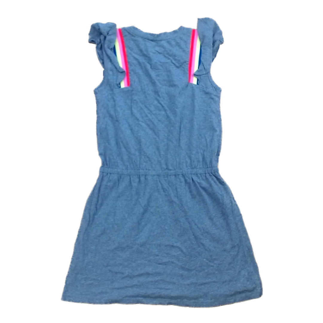 Rockets Of Awesome Girls Gray | Rainbow Shoulder Stripes Dress Size: 6 - 10 Years Gray | Rainbow Shoulder Stripes