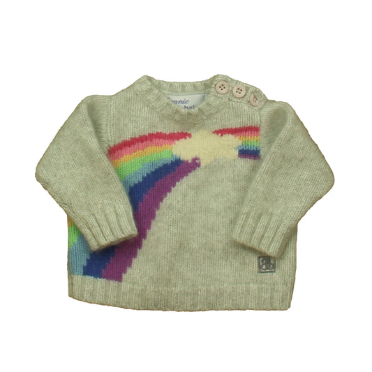 Bonnie Baby Girls Gray Rainbow Sweater Size: 0-3 Months Gray Rainbow