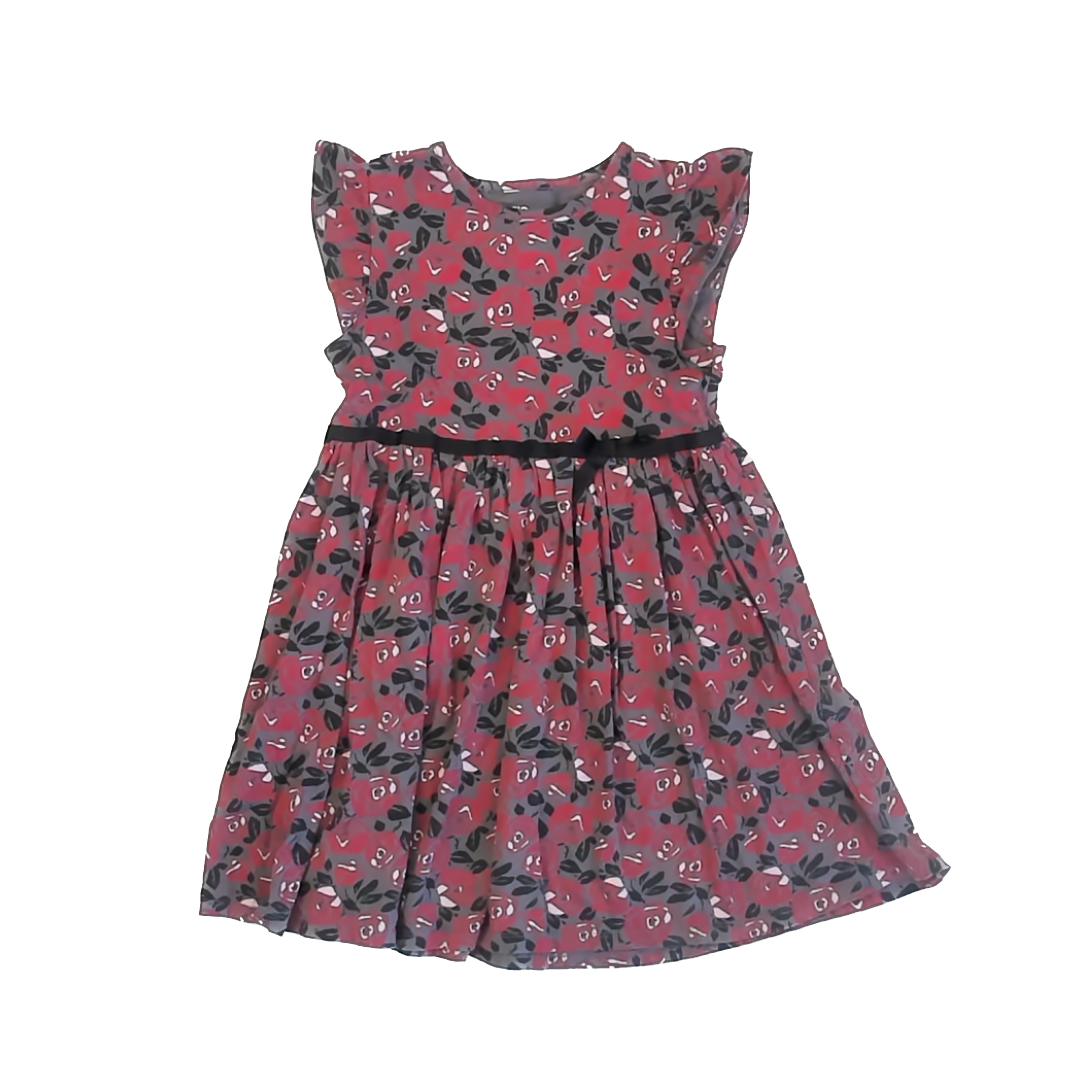 Epic Threads Girls Gray | Red Flowers Dress Size: 6 Years Gray | Red Flowers