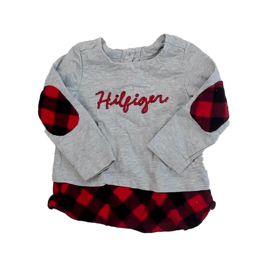 Tommy Hilfiger Girls Gray | Red Long Sleeve Shirt Size: 12 Months Gray | Red