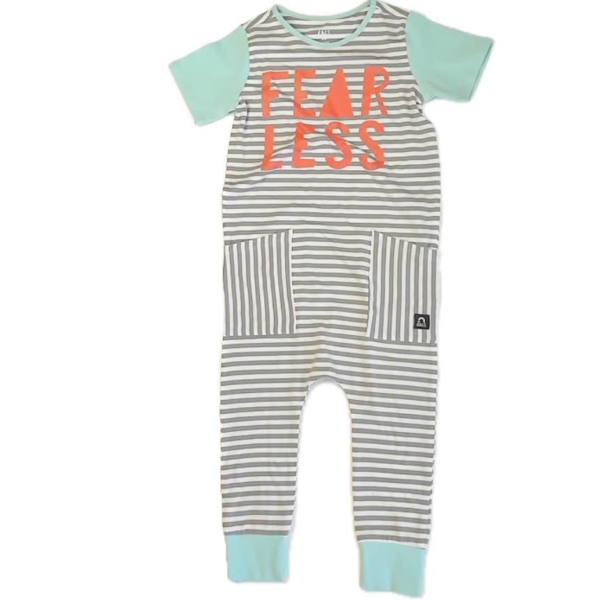 Rags Boys Gray Stripe Romper Size: 3-4T Gray Stripe