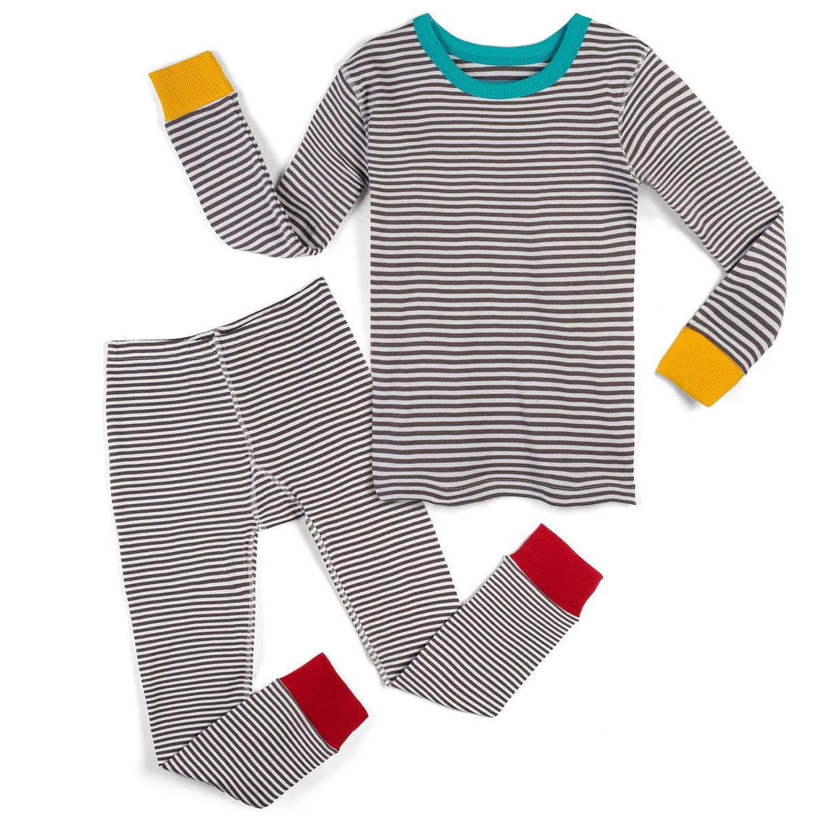 Mightly Unisex Gray Stripe 2-piece Pajamas Size: Adult XS-XL Gray Stripe