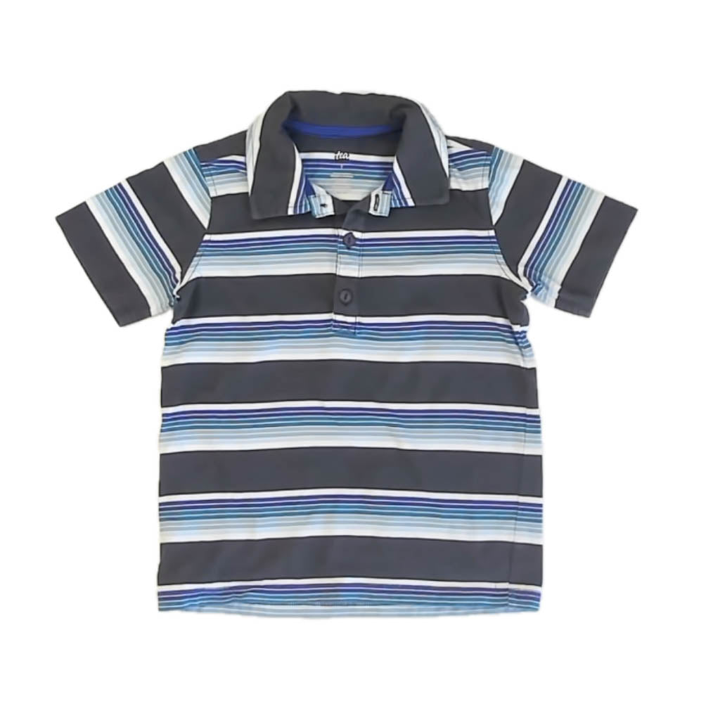 Tea Collection Boys Gray Stripe Polo Shirt Size: 7 Years Gray Stripe