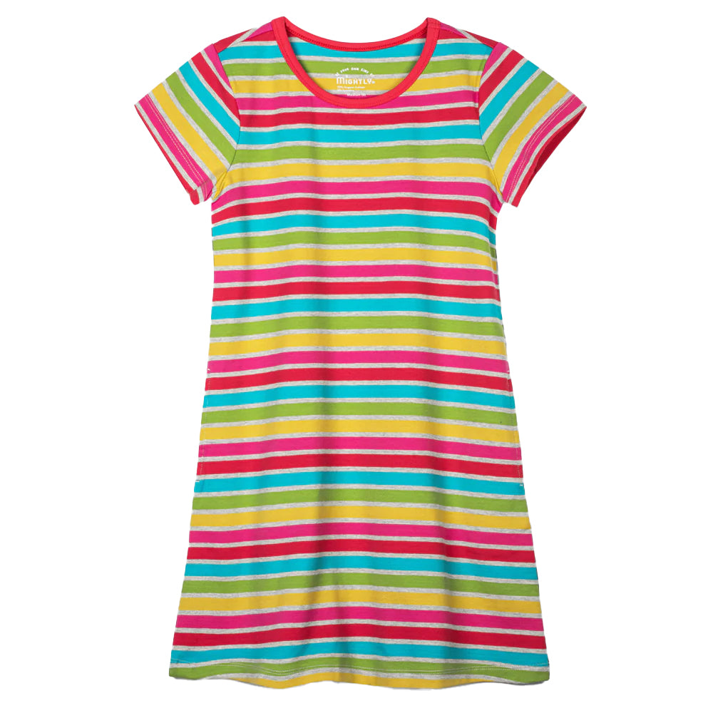 Mightly Girls Gray Stripe Dress Size: 2-5T Gray Stripe