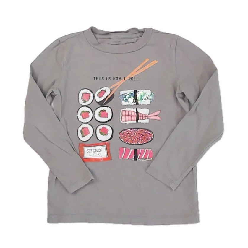 Crewcuts Girls Gray Sushi Long Sleeve T-Shirt Size: 6-7 Years Gray Sushi