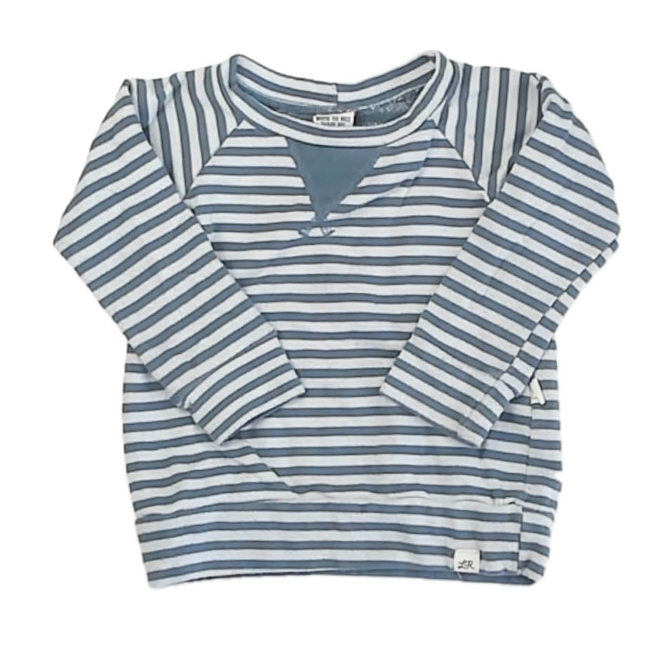 Lulu + Roo Boys Gray | Teal Stripe Long Sleeve Shirt Size: 2T Gray | Teal Stripe