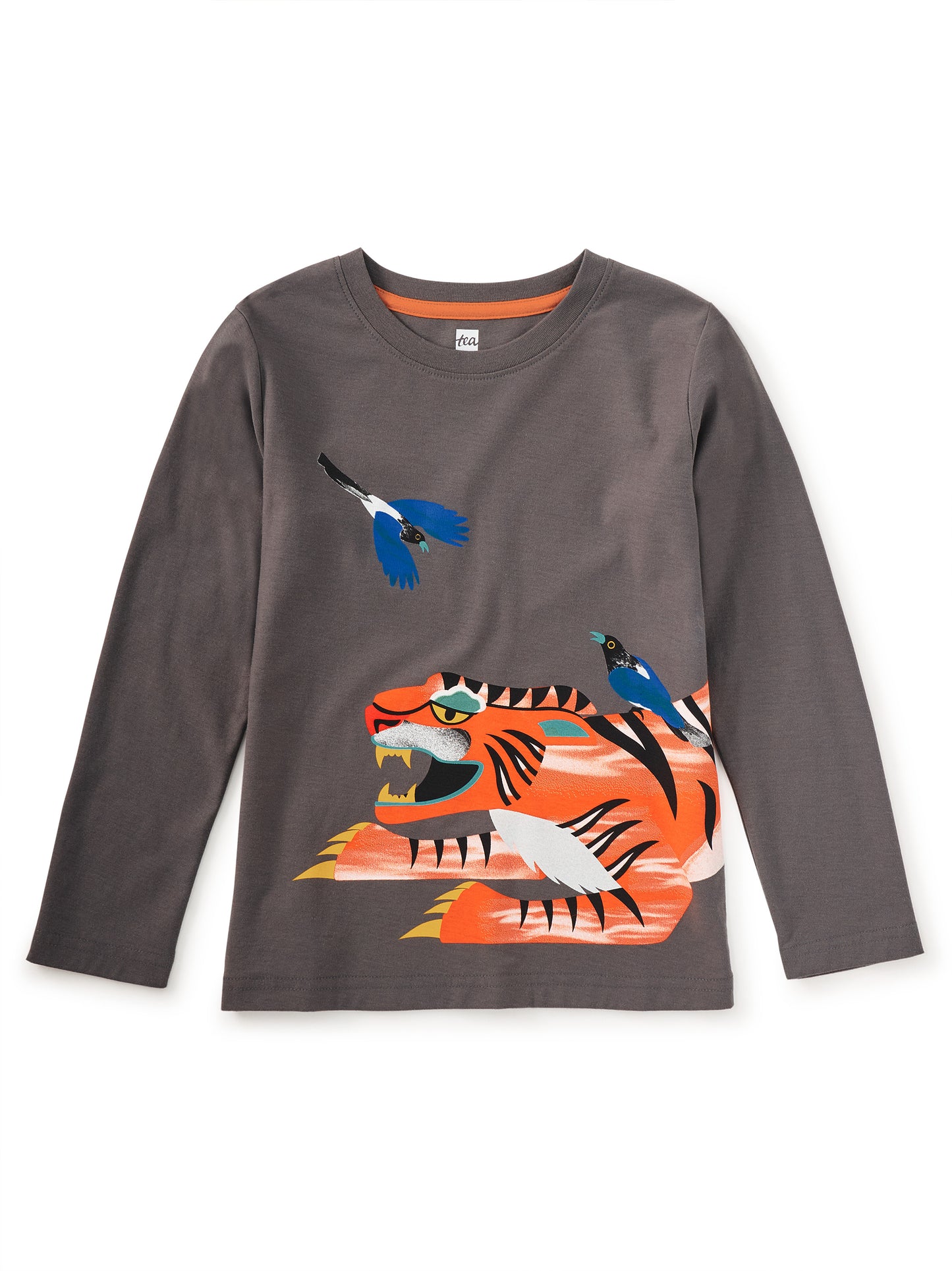 Tea Collection Boys Gray Tiger Long Sleeve T-Shirt Size: 5T Gray Tiger