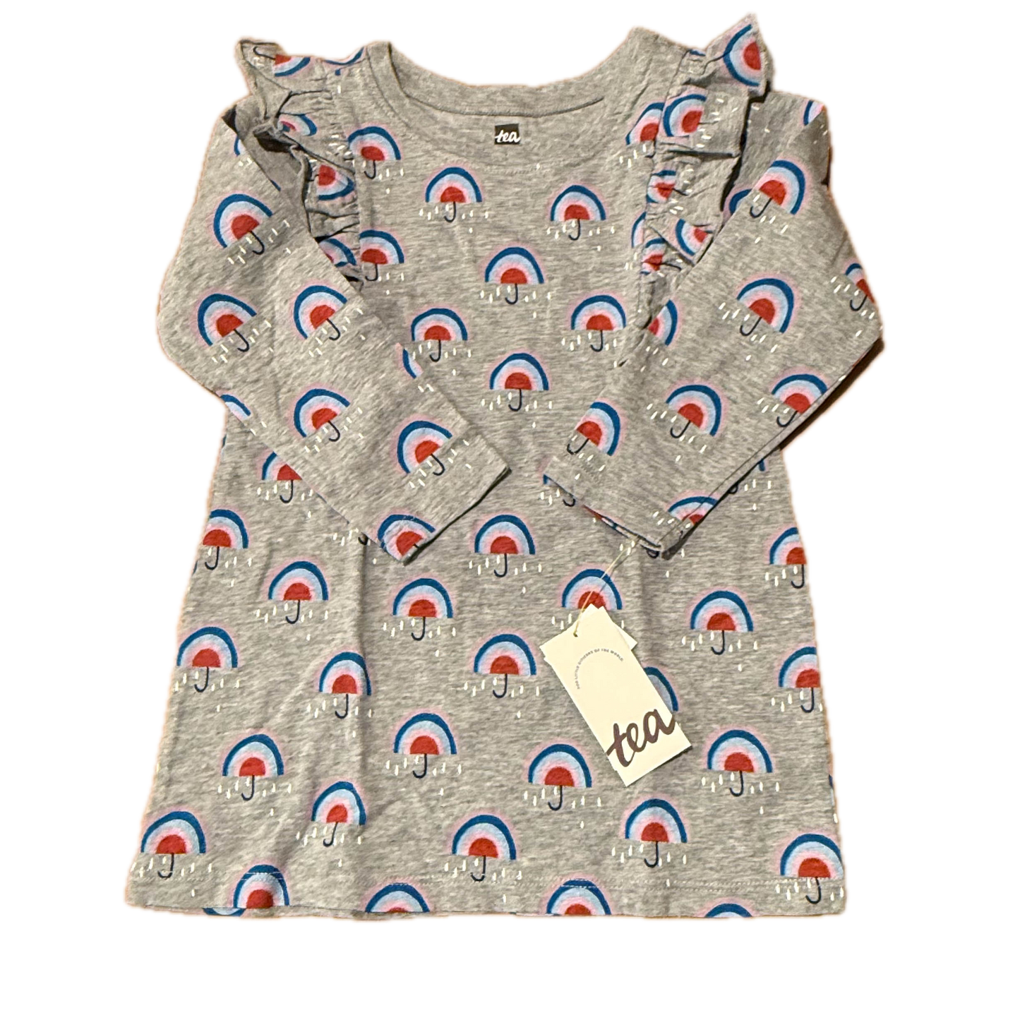 Tea Collection Girls Gray Umbrellas Dress Size: 2T Gray Umbrellas