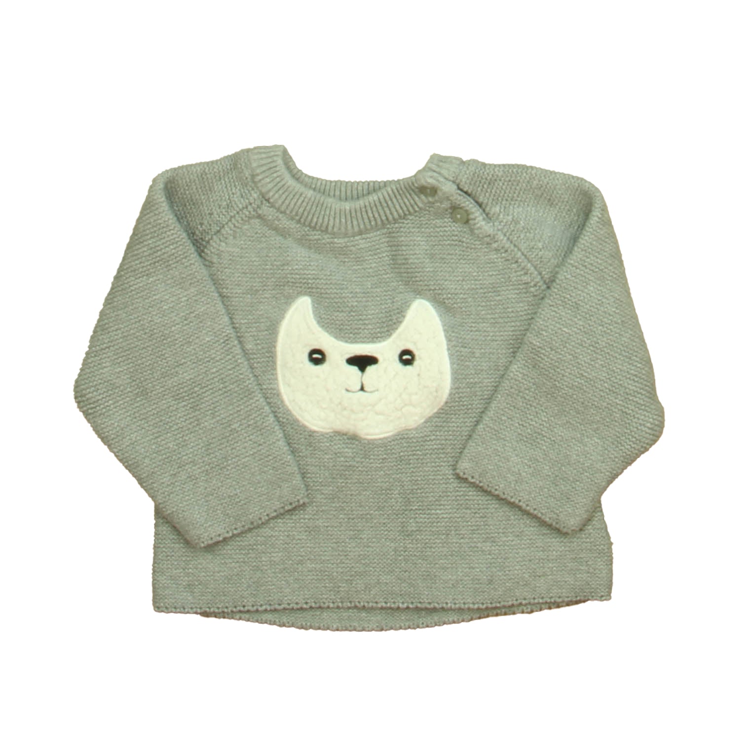 aimama Unisex Gray | White Cat Sweater Size: 12-18 Months Gray | White Cat