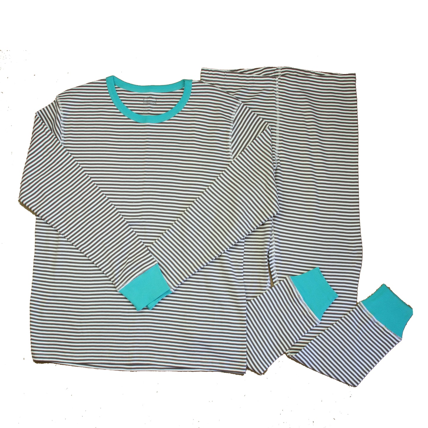Mightly Unisex Gray | White Turquoise 2-piece Pajamas Size: 6-14 Years Gray | White Turquoise